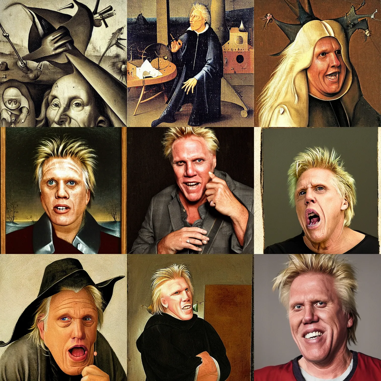 Prompt: Gary Busey by Hieronymus Bosch