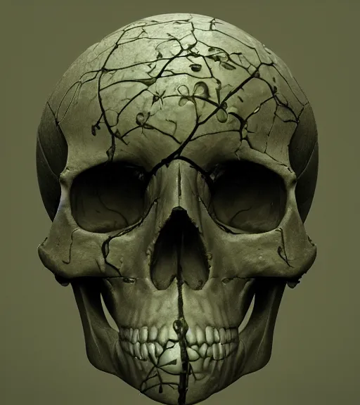 Prompt: skull with ivy, unreal engine 5, octane render, trending on artstation by zdislaw beksinski