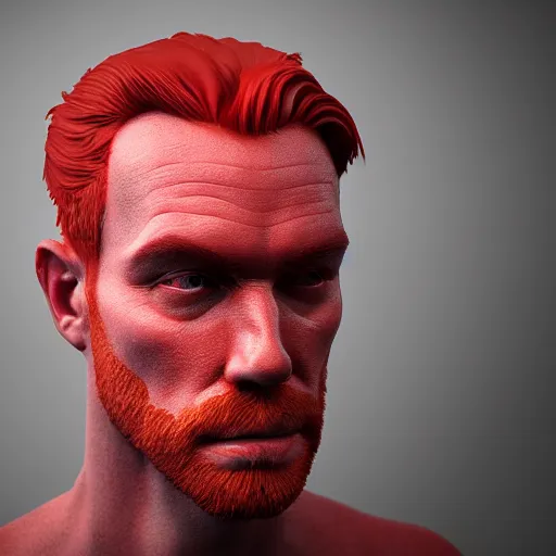 Prompt: a red headed man, octane render, art, portrait,