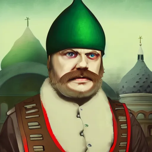 Image similar to countryballs russian empire with a green cap on his head digital art, 8 k, character, realism, anime, portrait