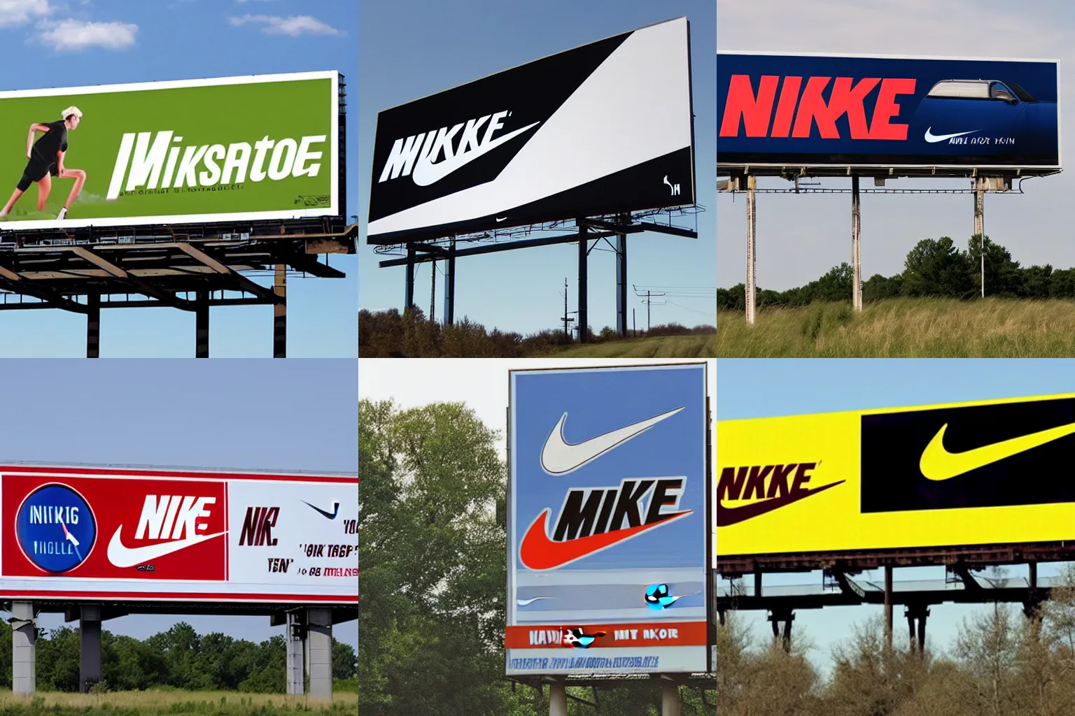 Prompt: interstate billboard near Kansas City advertising Nike walking shoes