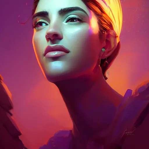 Image similar to portrait of a beautiful woman, maya ali mage, gloomhaven, dynamic lighting, gaudy colors, octane render aesthetic, matte painting concept art, official fanart behance hd artstation by jesper ejsing, by rhads and makoto shinkai and lois van baarle and ilya kuvshinov and rossdraws