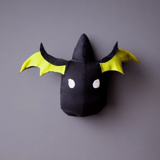 Prompt: a plushie that looks like a scary bat, studio lighting