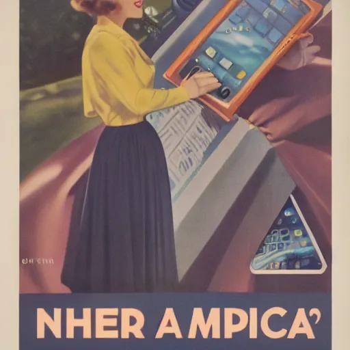 Image similar to iphone, advertising from 1 9 4 0 s america, 4 k, detailed