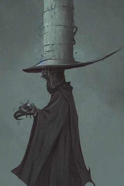 Image similar to lovecraftian bishop with a tall hat, digital art, in the style of greg rutkowski, trending on artstation