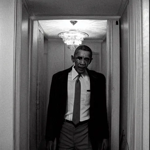 Prompt: Obama as Jack Torrance in The Shining