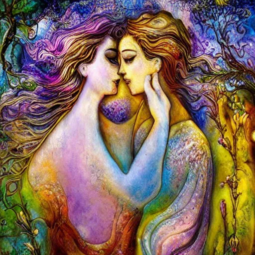 Prompt: marble sculpture abstract figurative art, lovers of spring, josephine wall, dreamy, muted, pastel colors