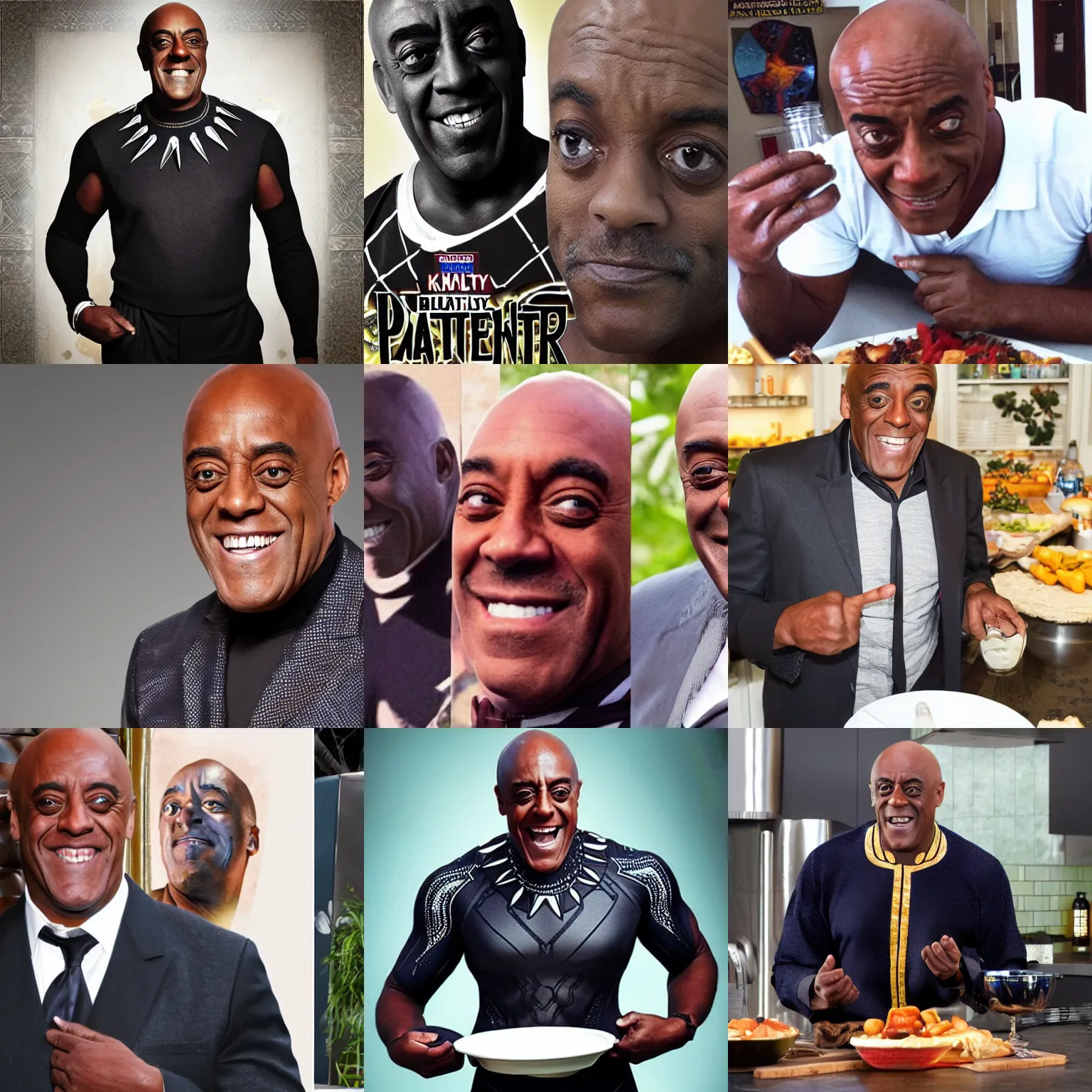 Prompt: Ainsley Harriot as Black Panther