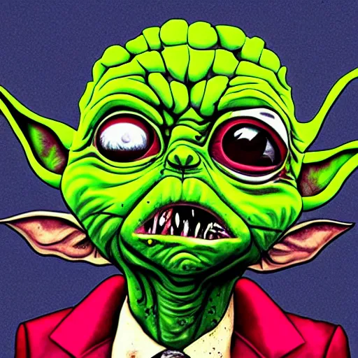 Prompt: zombie yoda, yoda as a zombie, craola, zombified, scary