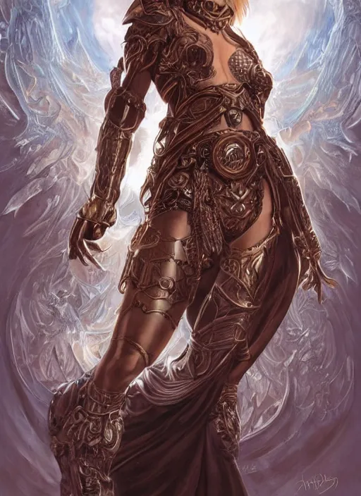 Prompt: a highly detailed symmetrical full body portrait of a female fantasy warrior with piercing beautiful eyes, art by artgerm and karol bak and mark brooks and donato giancola and bayard wu, eye level shot, oil painting, reallusion character creator, depth perception, elegant, intricate