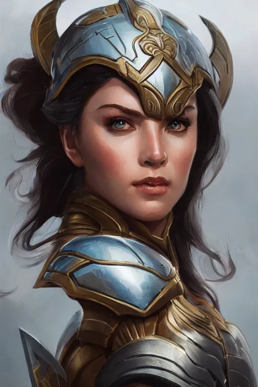 Image similar to amazon valkyrie athena, d & d, fantasy, portrait, highly detailed, headshot, digital painting, trending on artstation, concept art, sharp focus, illustration, art by artgerm and greg rutkowski and magali villeneuve