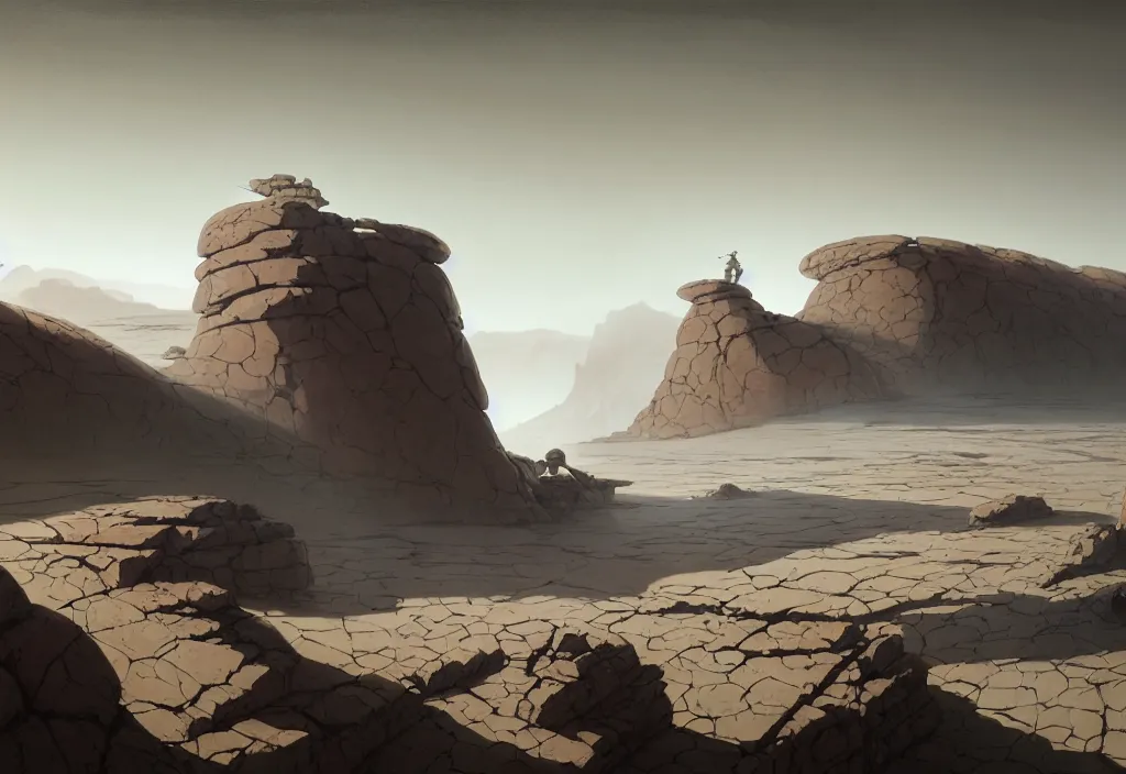 Prompt: The landscape of a gray barren land with dry gray land, enclosed in incredibly endlessly-gigantic smoothed rock walls. The walls are so far apart that they disappear over the horizon. Art by Finnian MacManus, Simon Stalenhag, Arthur Rackham. Masterpiece, fantasy art, cinematic, hyperdetailed, photorealistic, hyperrealism, octane rendering, 8k