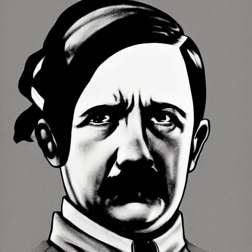 Image similar to adolf Hitler looks like a cute anime girl with long curly hair and big tempting eyes, by studio Shaft