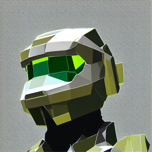 Image similar to master chief, low poly count, 8 bit