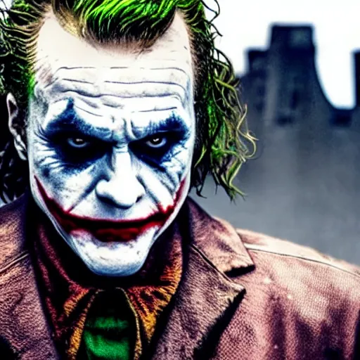 Image similar to The joker in Vikings 4K quality super realistic