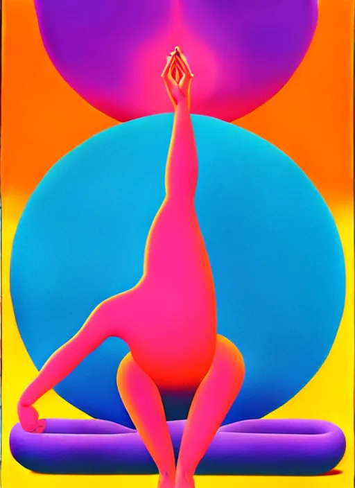 Image similar to yoga by shusei nagaoka, kaws, david rudnick, airbrush on canvas, pastell colours, cell shaded, 8 k