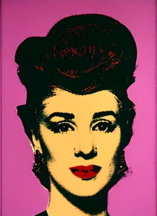 Image similar to a portrait of a pretty young lady by andy warhol