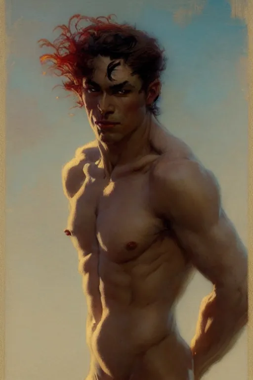 Image similar to attractive male, character design, painting by gaston bussiere, greg rutkowski, katsuya terada, frank frazetta, tom of finland, trending on artstation