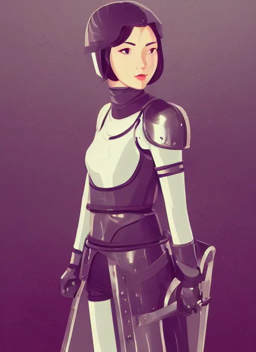 Prompt: a young woman in full plate armor holding her helmet. she is a knight. clean cel shaded vector art. shutterstock. behance hd by lois van baarle, artgerm, helen huang, by makoto shinkai and ilya kuvshinov, rossdraws, illustration, art by ilya kuvshinov