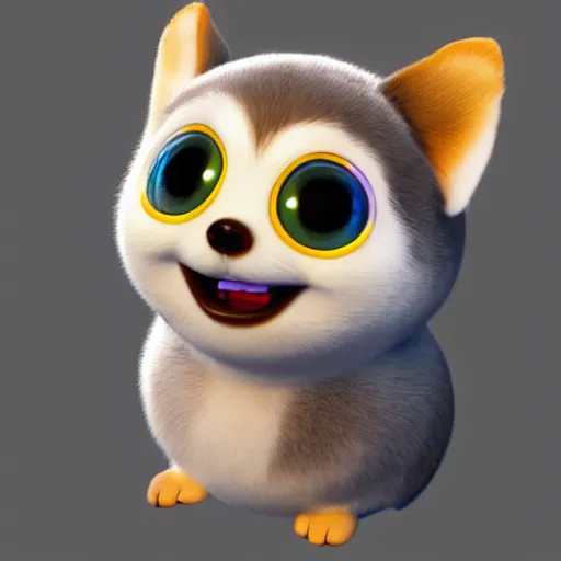 Image similar to cute happy corgi furby, pixar, 3 d render, concept art