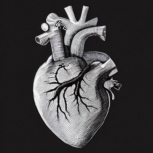 Prompt: Anatomical diagram of a heart by Leonardo Da Vinci