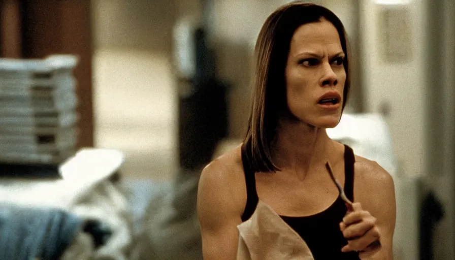 Image similar to a film still of Hilary swank as clarice starling in the silence of the lambs movie