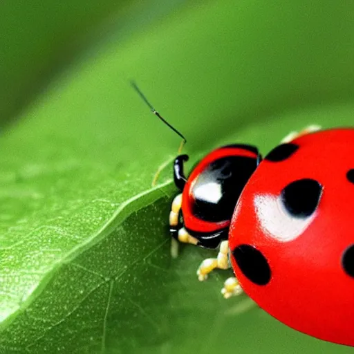 Image similar to cute ladybug crawling on a maple leaf, concept art, illustrated, highly detailed, high quality, bright colors, optimistic,