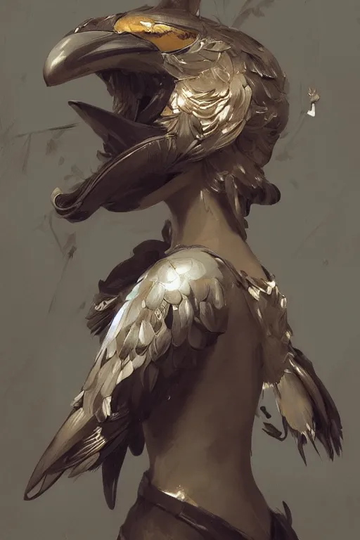 Image similar to Fashionable Anthropomorphic bird concept art, intricate, elegant, digital painting, concept art, smooth, sharp focus, illustration, finely detailed, from Metal Gear by Ruan Jia and Mandy Jurgens and Artgerm and William-Adolphe Bouguereau