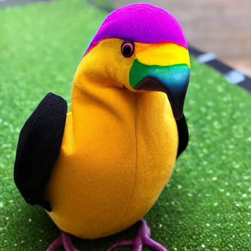 Image similar to A rainbow dodo bird beanie baby