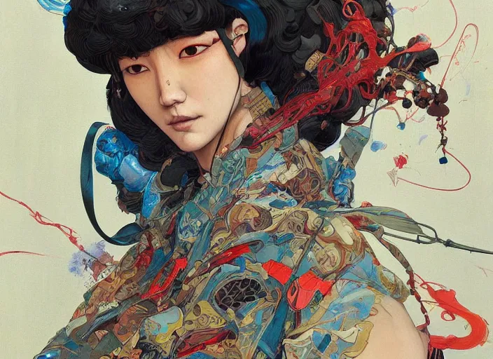 Image similar to orientalism portrait painting by james jean and katsuhiro otomo and erik jones, inspired by akira anime, smooth texture, intricate oil painting, high detail illustration, sharp high detail, long exposure city pop