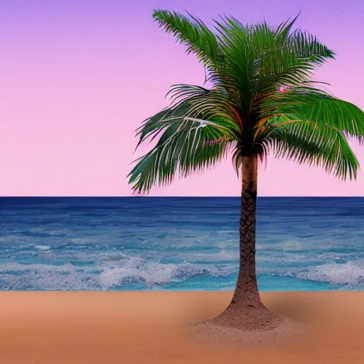 Image similar to matte painting of a palm tree on the beach