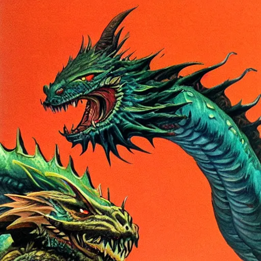 Image similar to dragon, vintage art, by ed emschwiller