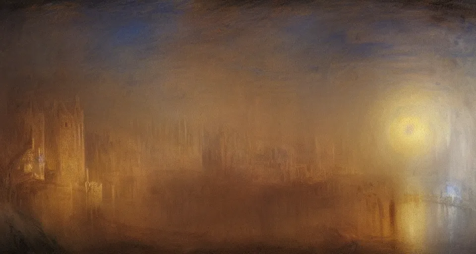 Prompt: Ancient Neoclassical Town. By Joseph Mallord William Turner, fractal flame, highly detailded