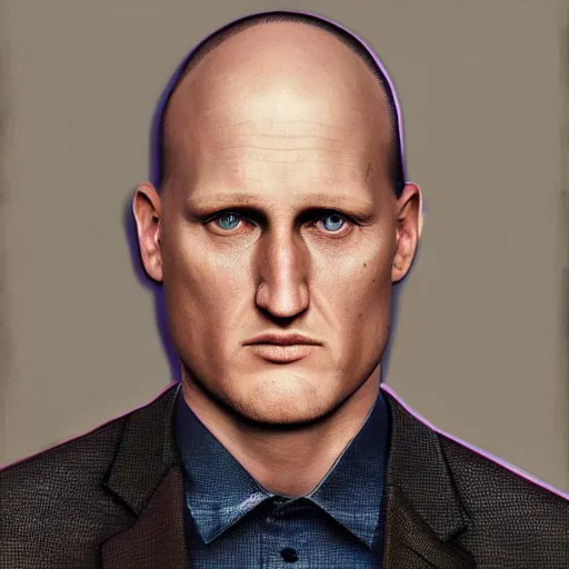 Image similar to hyperrealistic mixed media image of cross eyed slack jawed woody harrelson, stunning 3 d render inspired art by istvan sandorfi and greg rutkowski, perfect facial symmetry, realistic, highly detailed attributes and atmosphere, dim volumetric cinematic lighting, 8 k octane extremely hyper - detailed render, post - processing, masterpiece,
