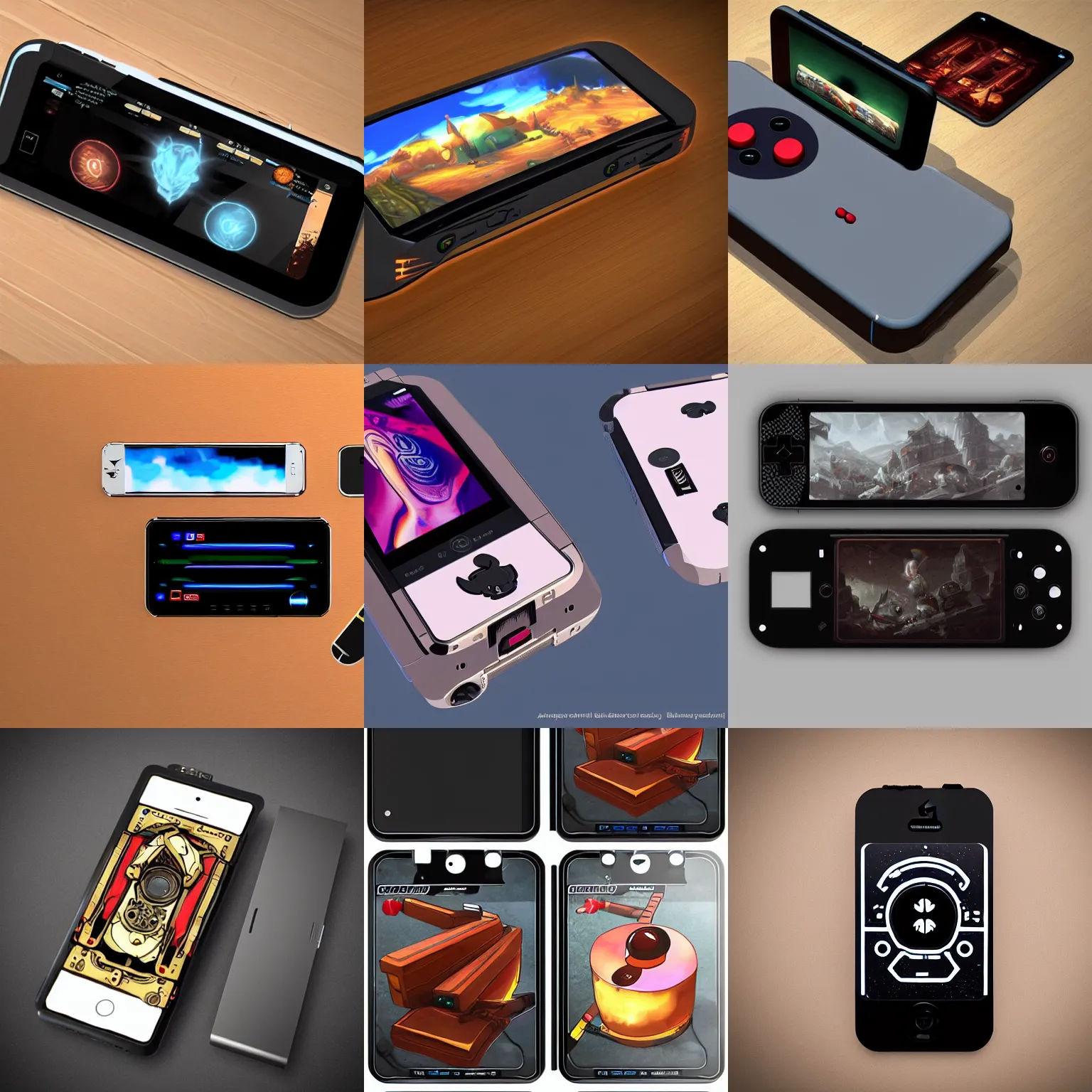 Prompt: portable console steam deck, style apple iphone design, artstation