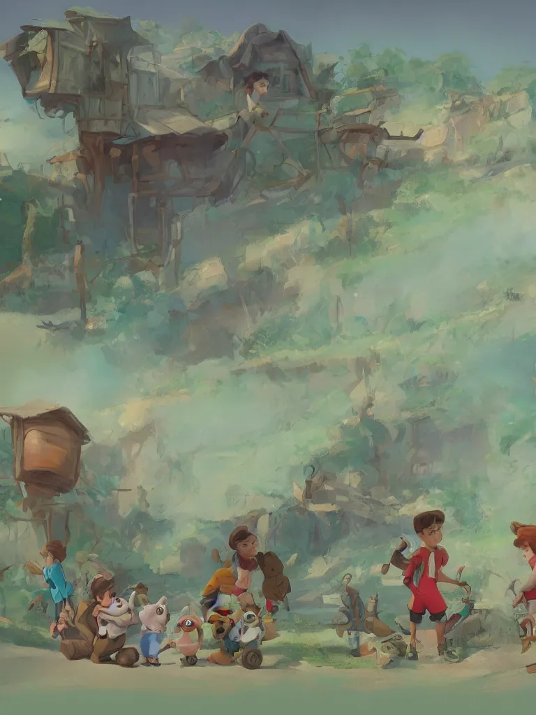 Image similar to childhood by Disney Concept Artists, blunt borders, rule of thirds