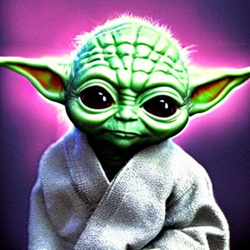 Image similar to baby yoda as a sith lord hyper realistic