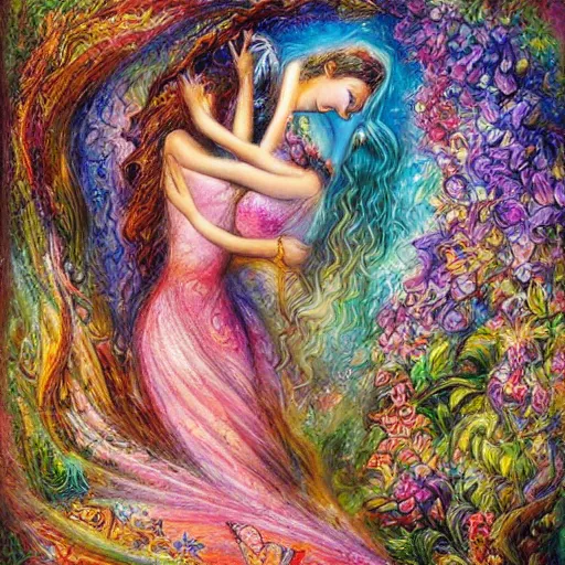 Prompt: abstract figurative art, lovers of spring, josephine wall, dreamy, muted, pastel colors