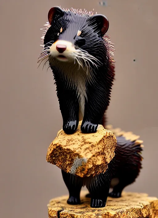 Image similar to 80mm resin detailed miniature of fluffy polecat, Product Introduction Photos, 4K, Full body, simple background