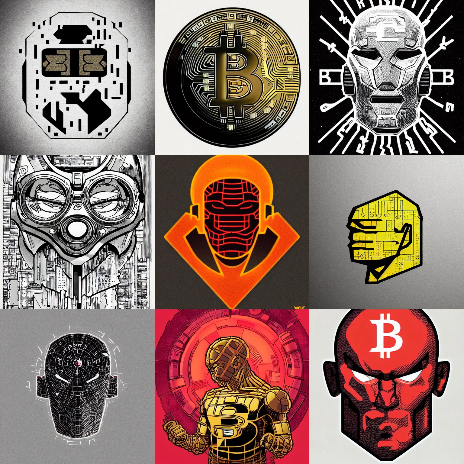 Prompt: cell bitcoin logo cyborg by wlop, mike mignola, laurie greasley, highly detailed, sharp focus, logo trending on artstation, hq