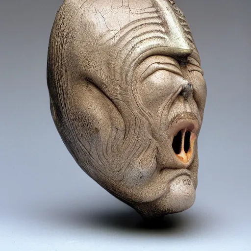 Prompt: face jug by H.R. Giger