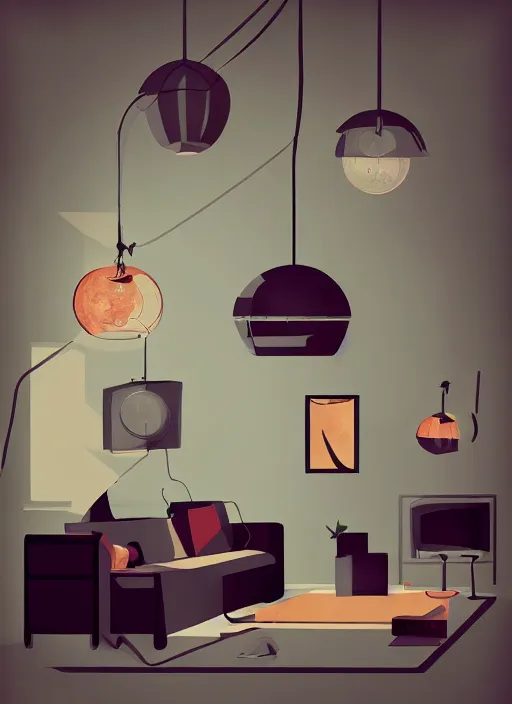 Prompt: Interior design, living room by Petros Afshar