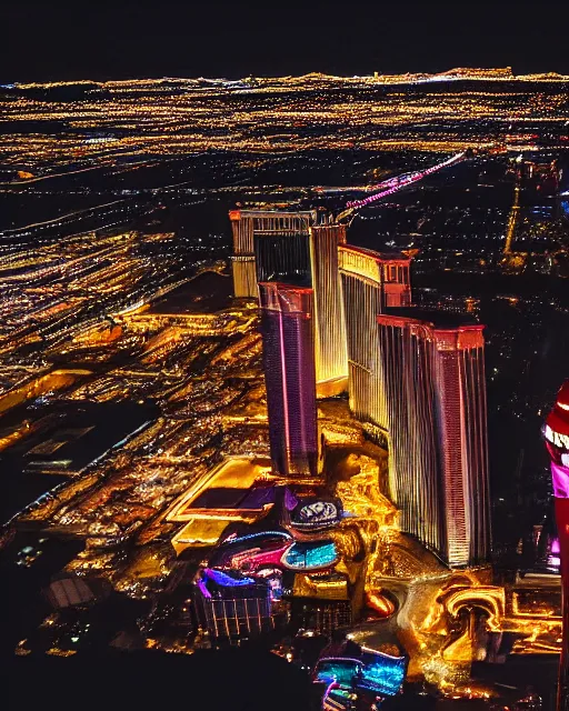 Image similar to las vegas at night on fire, shot from drone, grainy, polaroid, zoomed in