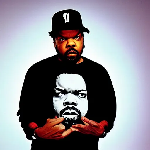 Image similar to face of rapper ice cube in an ice cube