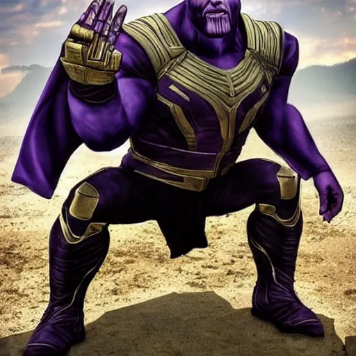 Prompt: russian squatting thanos