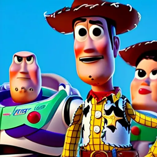 Prompt: Film still of Steve Harvey (puhtaytuh head) in Toy Story