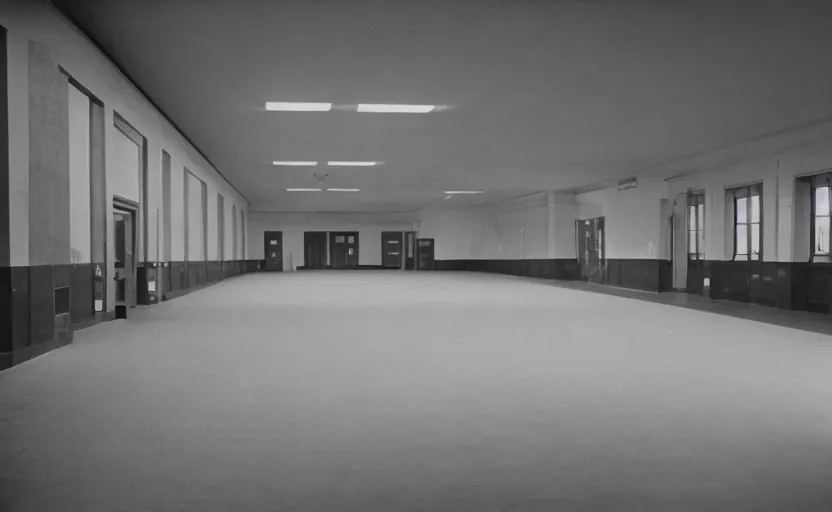Prompt: 60s movie still of a giant stalinist style empty hall, by Irving Penn , cinestill 800t 35mm black and white, heavy grainy picture, very detailed, high quality, 4k, HD criterion, precise texture, panoramic, cinematic