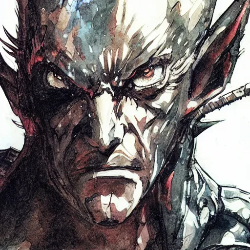 Prompt: Sad Lizard Man, drawn by Yoji Shinkawa, water color, Dungeons and Dragons, Wizards of the Coast