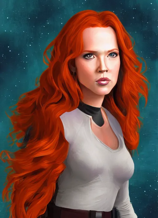 Prompt: mara jade skywalker, from star wars legends, star wars portrait art