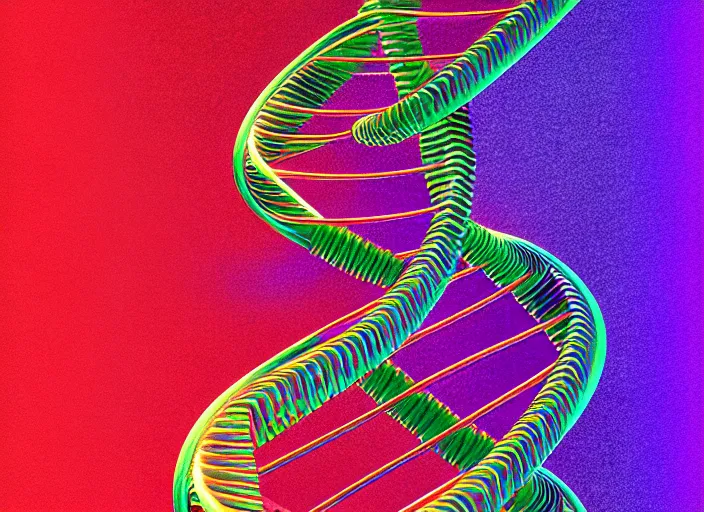 Image similar to portrait of a dna helix, colorful, modern art deco, mads berg, karolis strautniekas, stippled light, fine texture, editorial illustration, dramatic lighting, dynamic composition, detailed, matte print, dynamic perspective